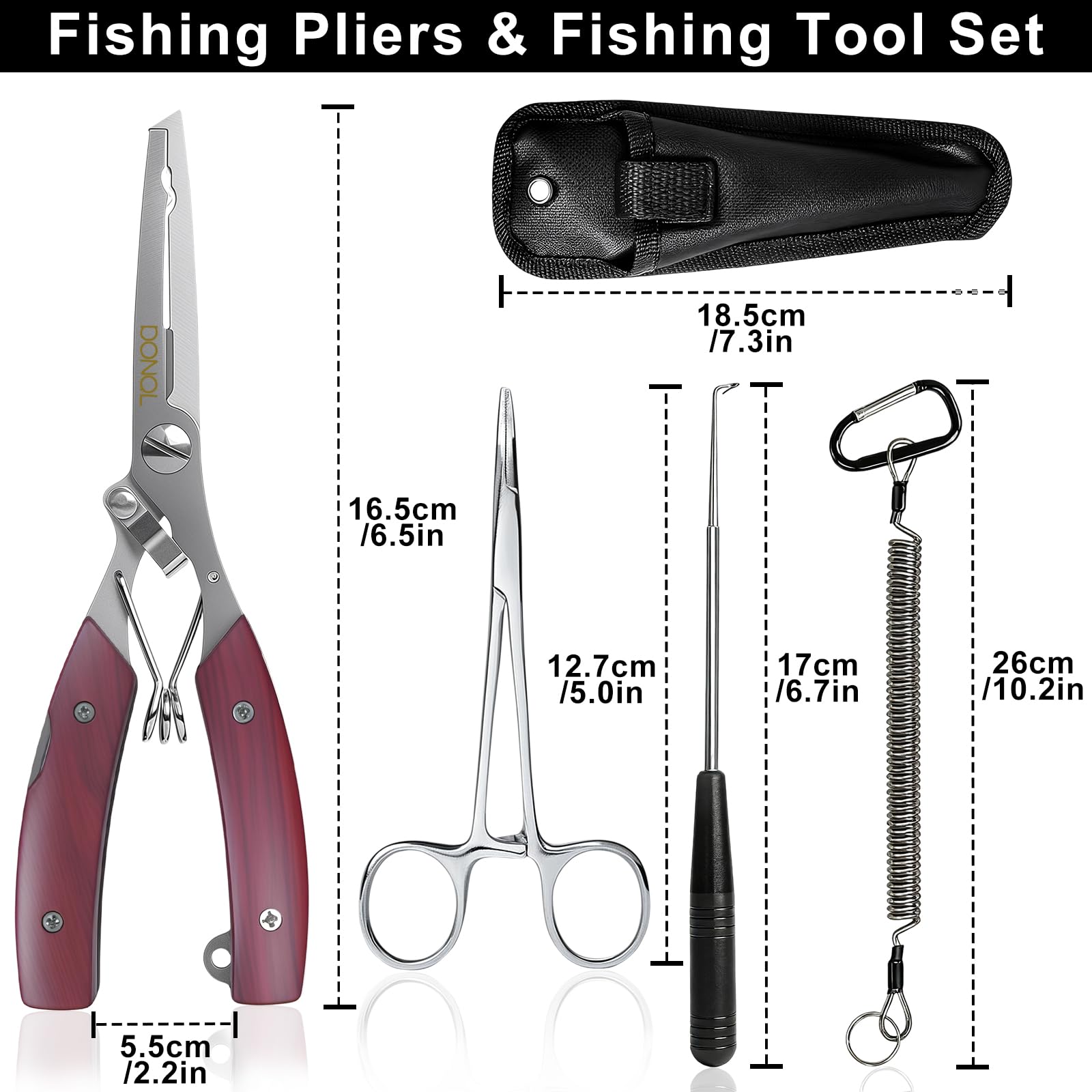 Stainless steel fishing pliers with line cutter close-up