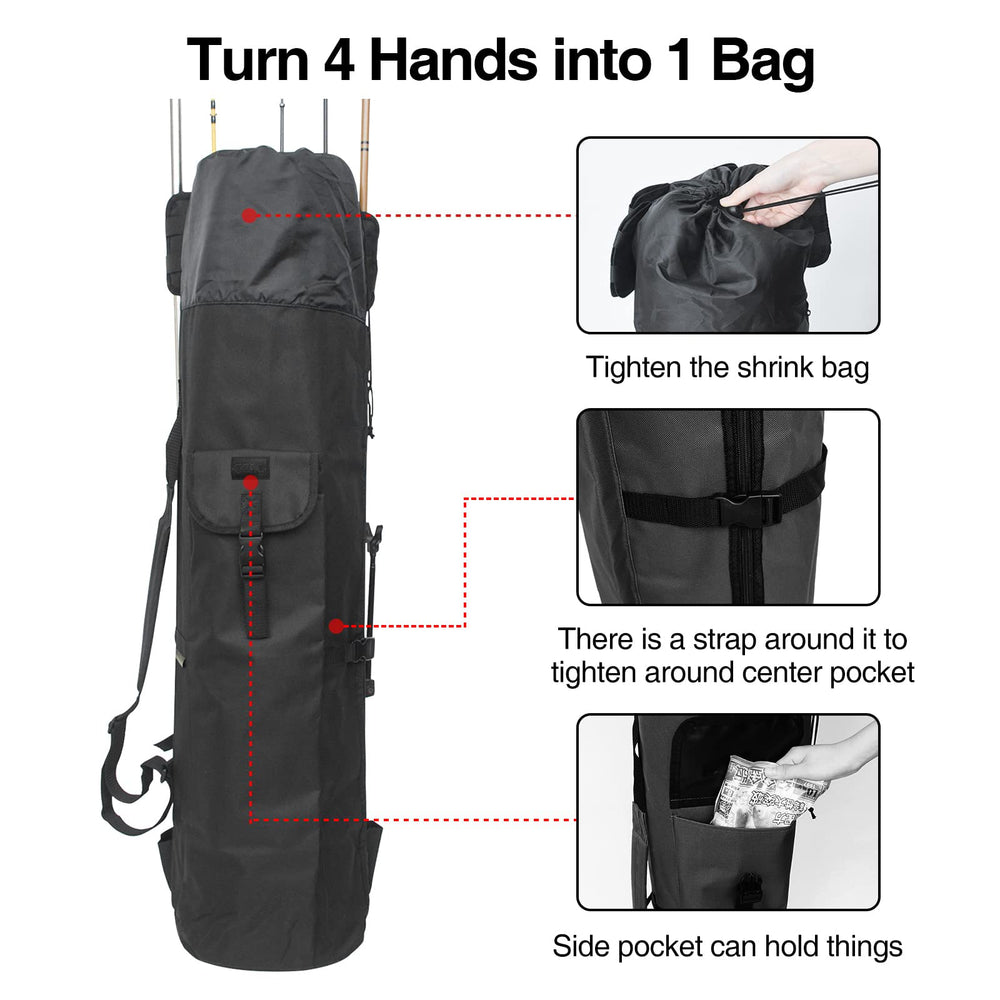 Backpack-style fishing gear bag for camping and fishing trips