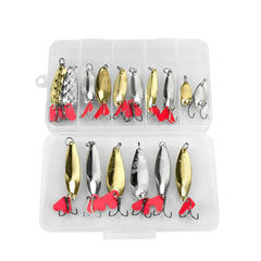DONQL Spoon Lures Set A – front view of 16pcs metal fishing spoons