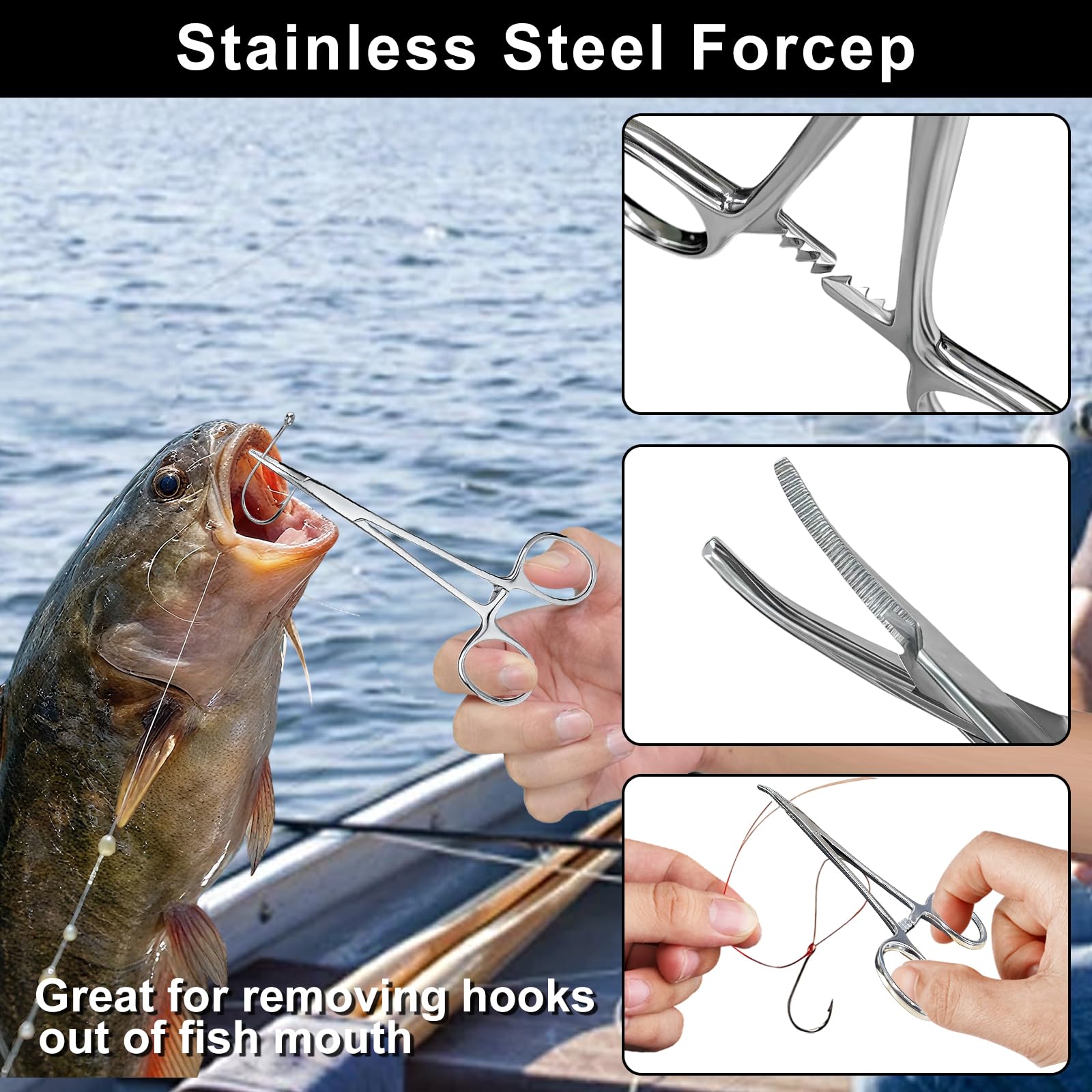 DONQL curved fishing forceps close-up