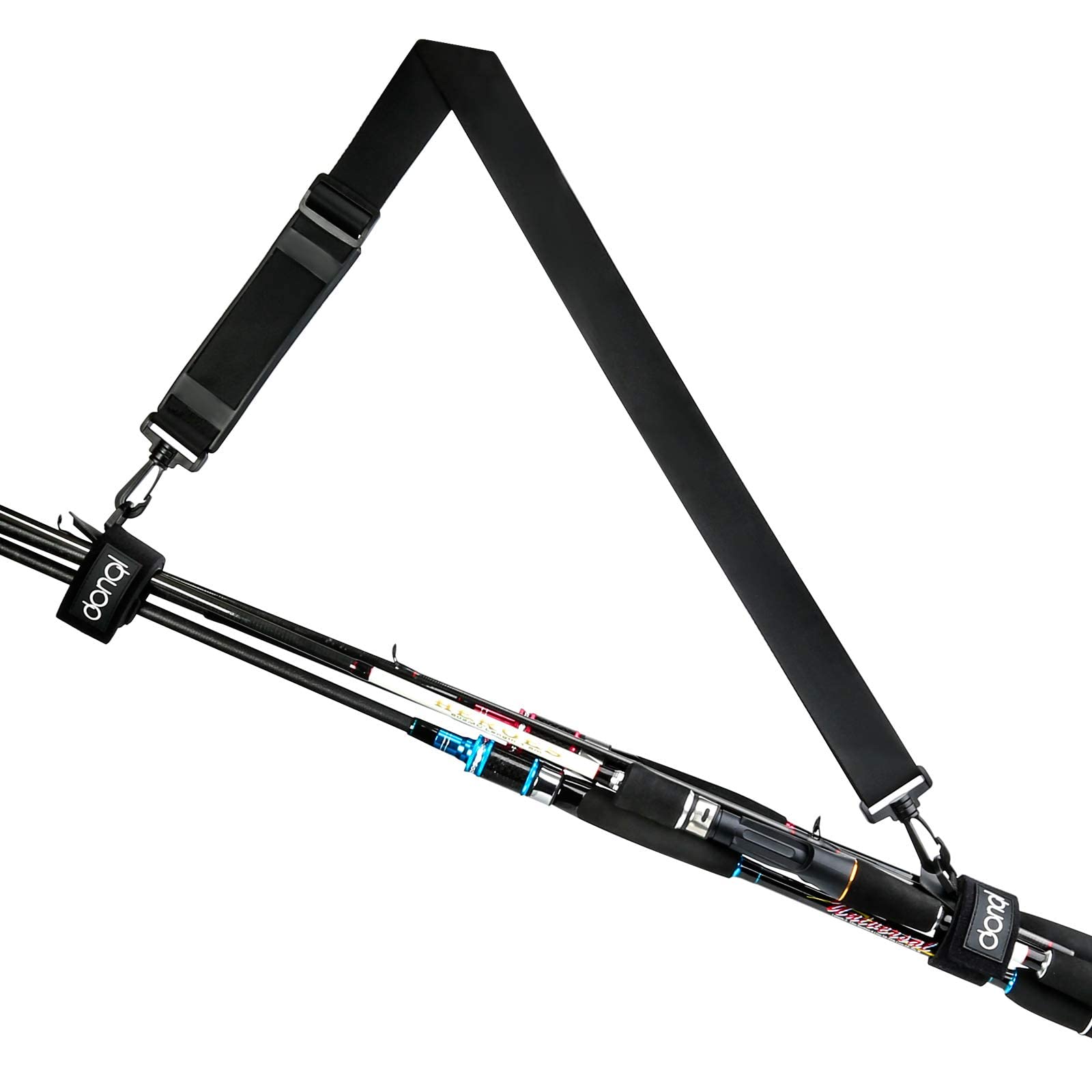 Front view of DONQL Fishing Rod Straps Holder Belt