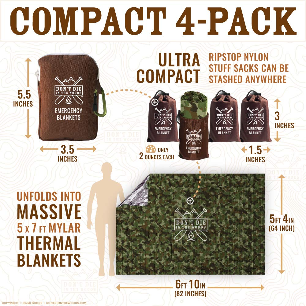 Don't Die In The Woods full-size 7x5 ft blanket ready for outdoor warmth and shelter.