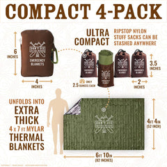 Don't Die In The Woods heatFlex blanket packed in stuff sack for easy carry and quick access
