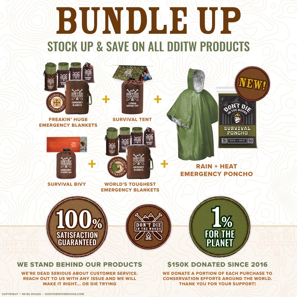 Don't Die In The Woods heatFlex blanket survival-orange boosts visibility during outdoor adventures.