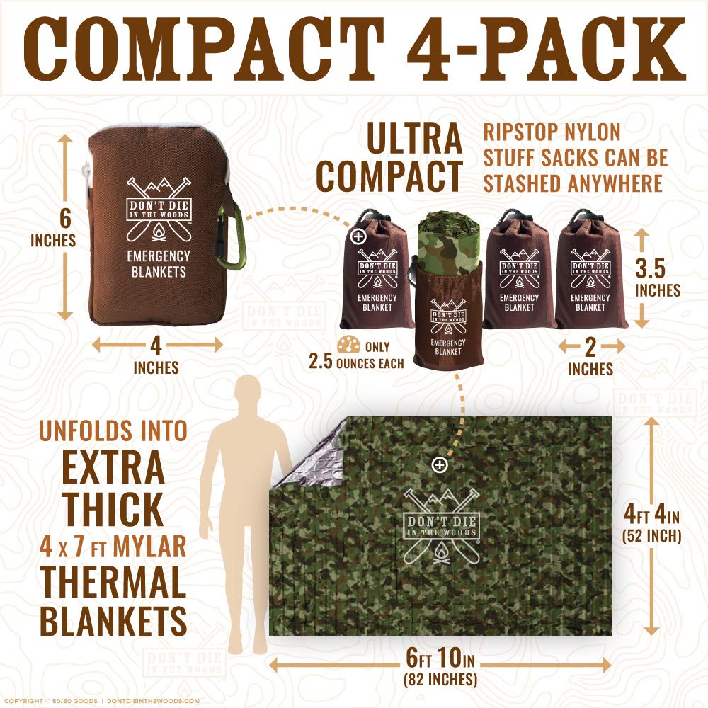 Don't Die In The Woods heatFlex blanket unpacked at 7 feet provides versatile warmth and shelter.