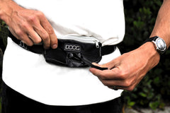 DOOG Mini Belt Stella navy polka dot during workouts
