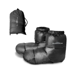 Doorslay Down Booties show elastic opening for snug warmth and drafts protection