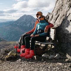 Doorslay Down Booties inside tent provide lightweight camping insulation.