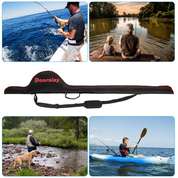 Doorslay fishing rod bag 63inch folded for compact portability and easy backpack storage