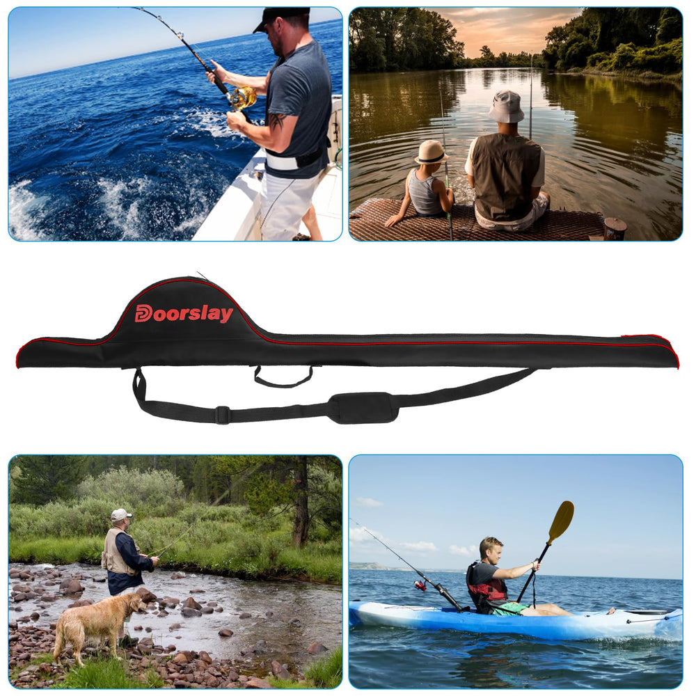 Doorslay fishing rod bag 63inch folded for compact portability and easy backpack storage
