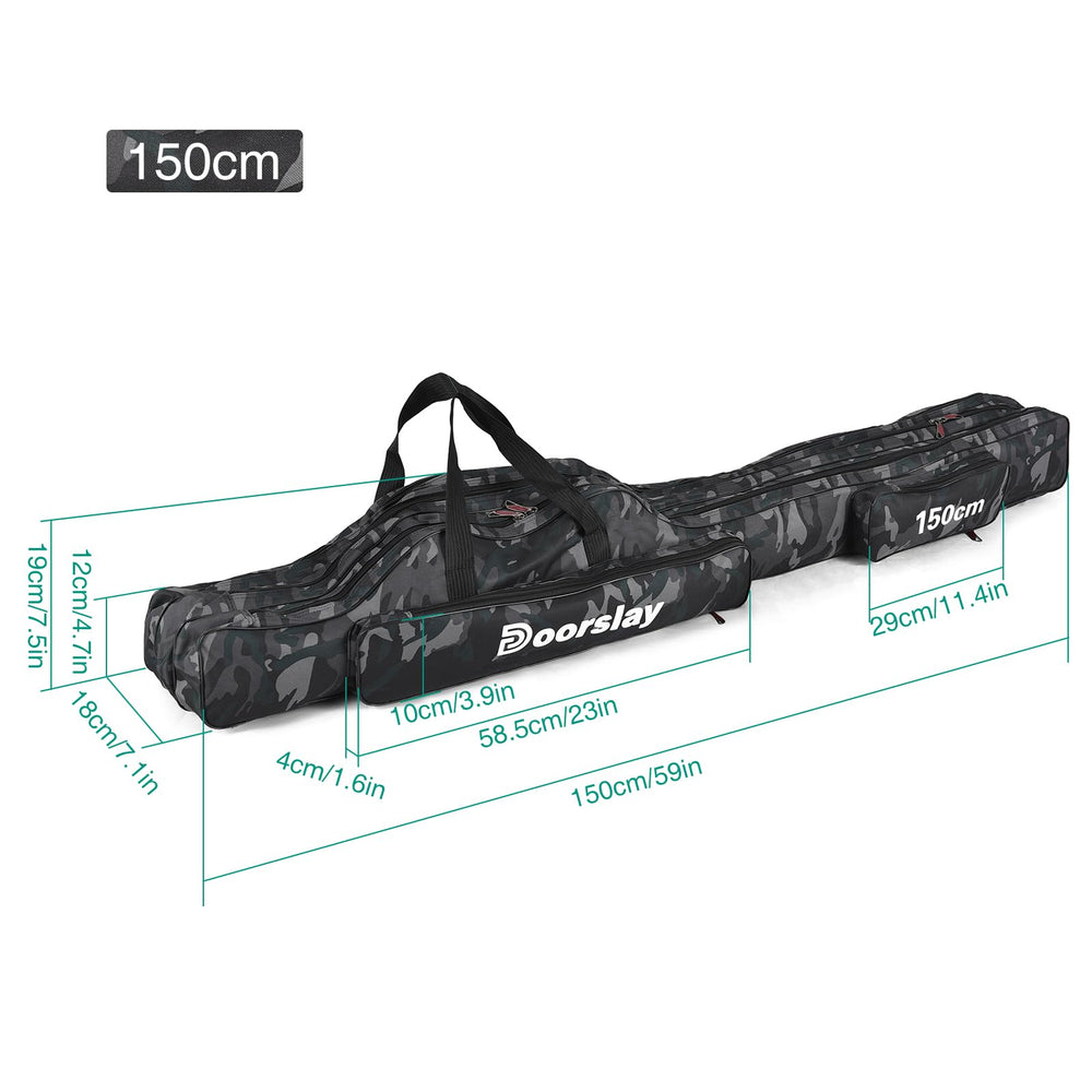 Doorslay fishing rod case reinforced edges resist deformation during travel.