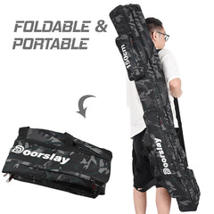Doorslay fishing rod case wide-opening zippers enable quick access to gear.