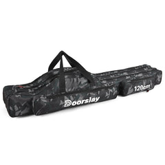 Doorslay three-layer fishing rod bag with organized compartments for easy gear access