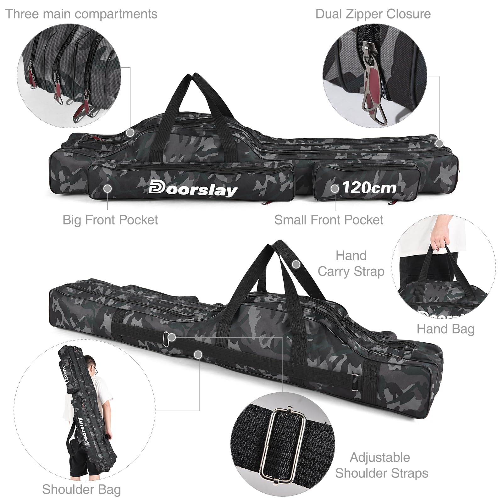Doorslay wide opening with dual zippers enables quick gear access