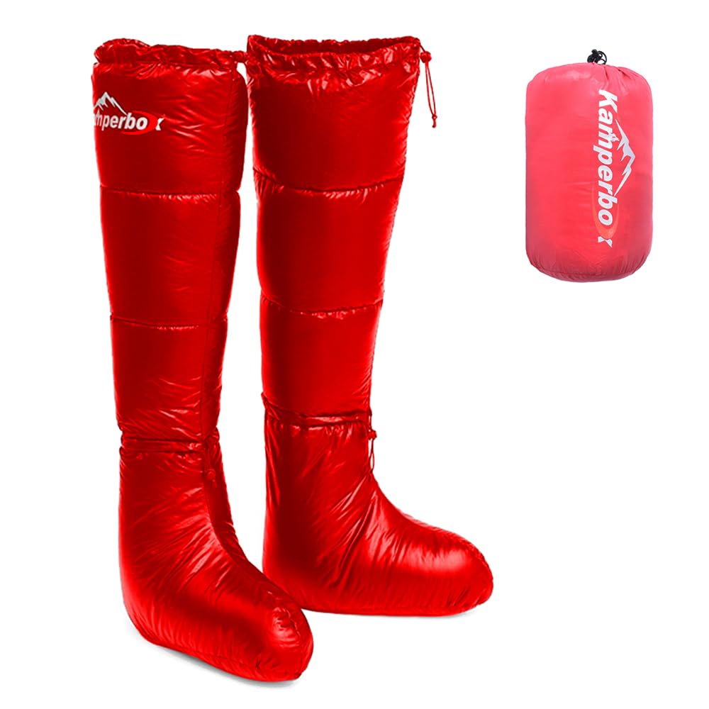 Doorslay winter down booties outer view highlight warmth and wind protection.