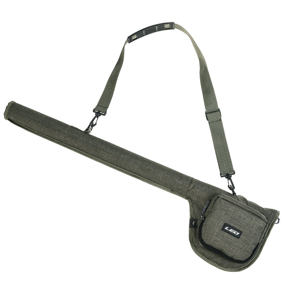 Doorslay fishing rod case exterior with reel pouch
