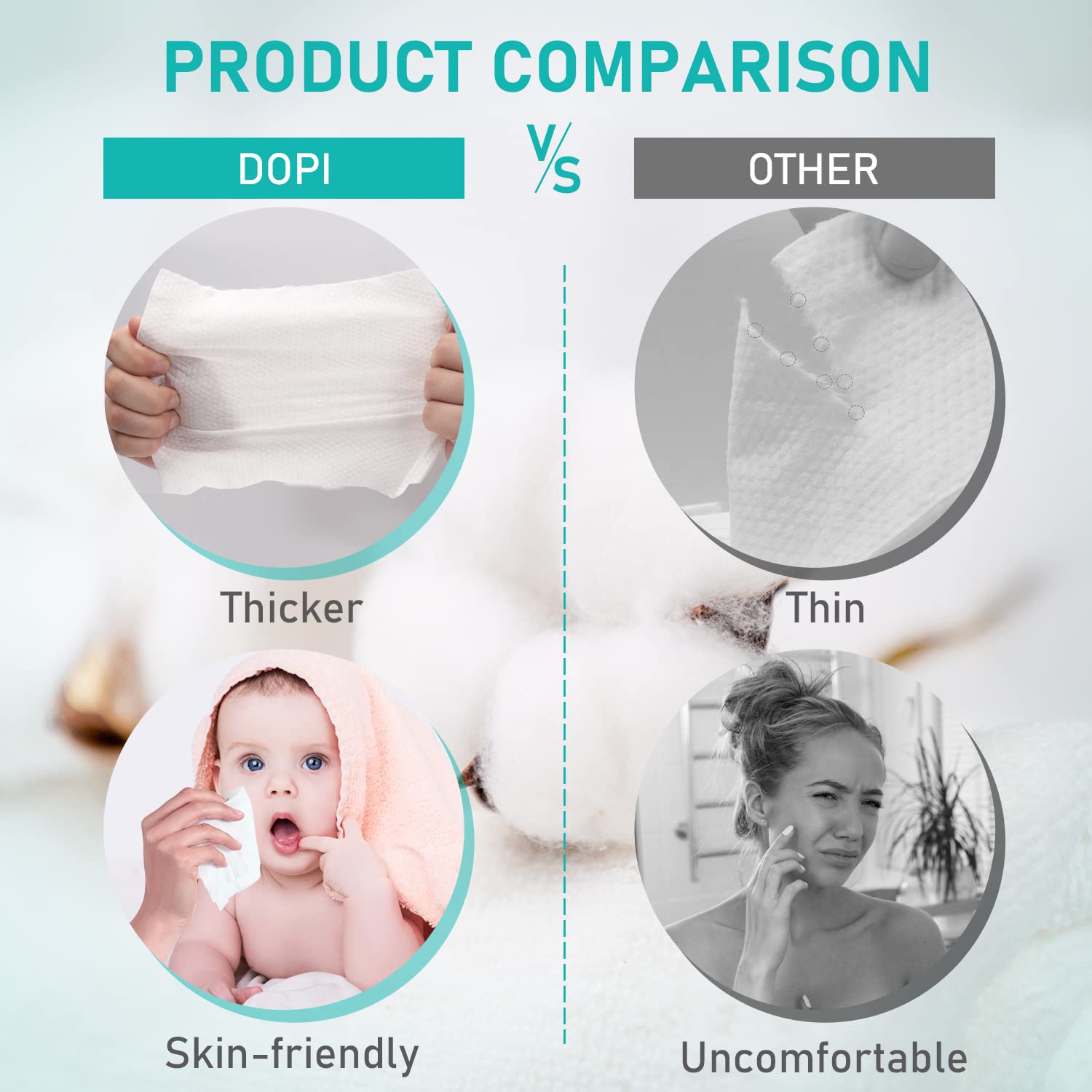 DOPI travel towel compressed wipes, compact and ready for quick freshening.