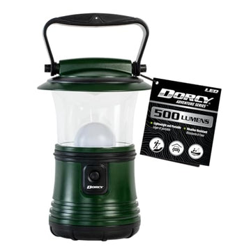 Dorcy lantern side profile showing 360° light distribution for versatile outdoor use.