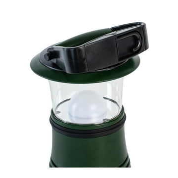 Dorcy lantern top view highlighting compact, collapsible handle for easy transport.