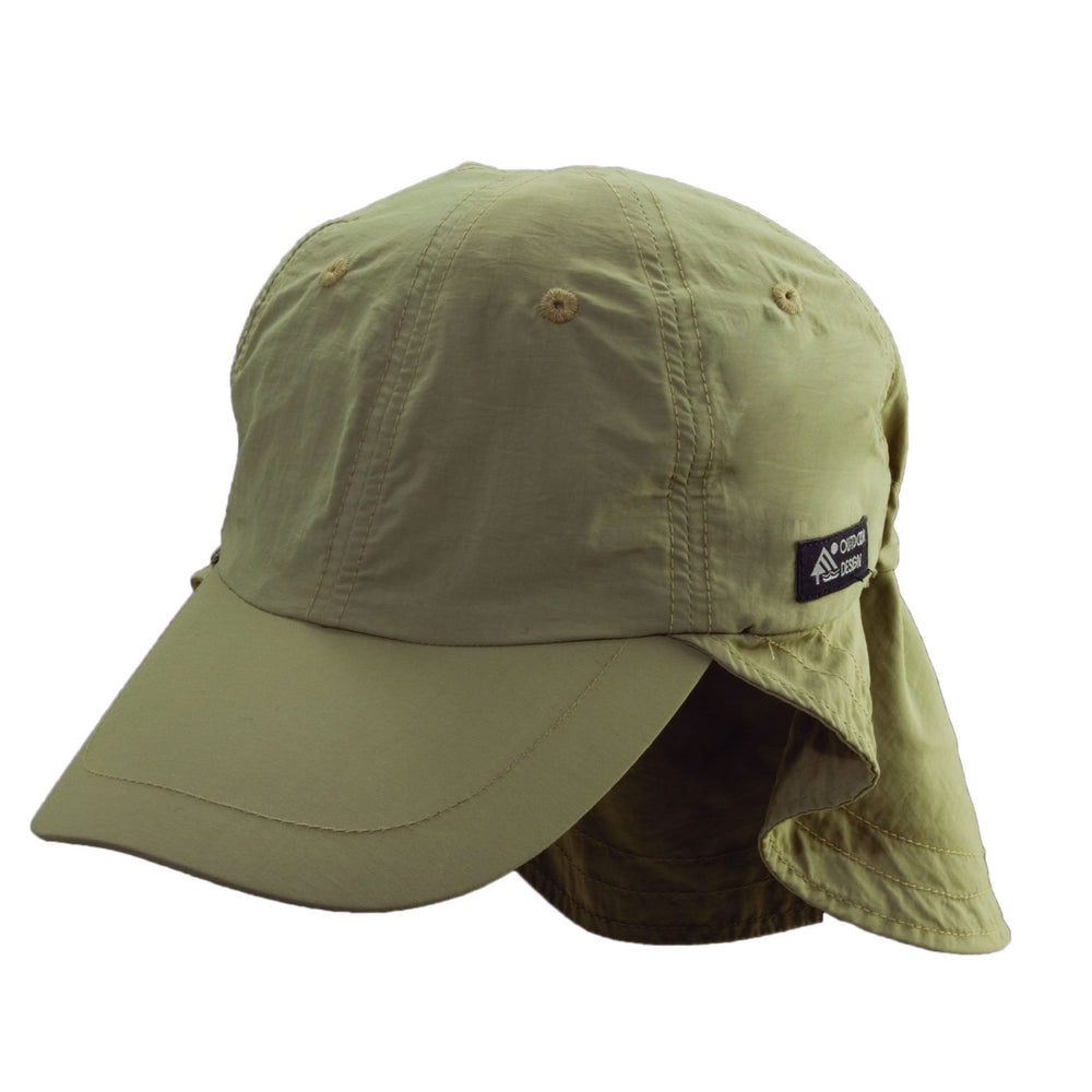 Dorfman Hat Co. men's Supplex Flap Fisher Cap, front view with UPF 50+ protection
