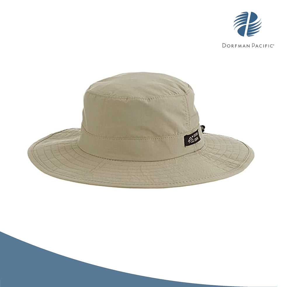 Dorfman Pacific boonie hat with 3-1-4 inch brim shields eyes from sun.