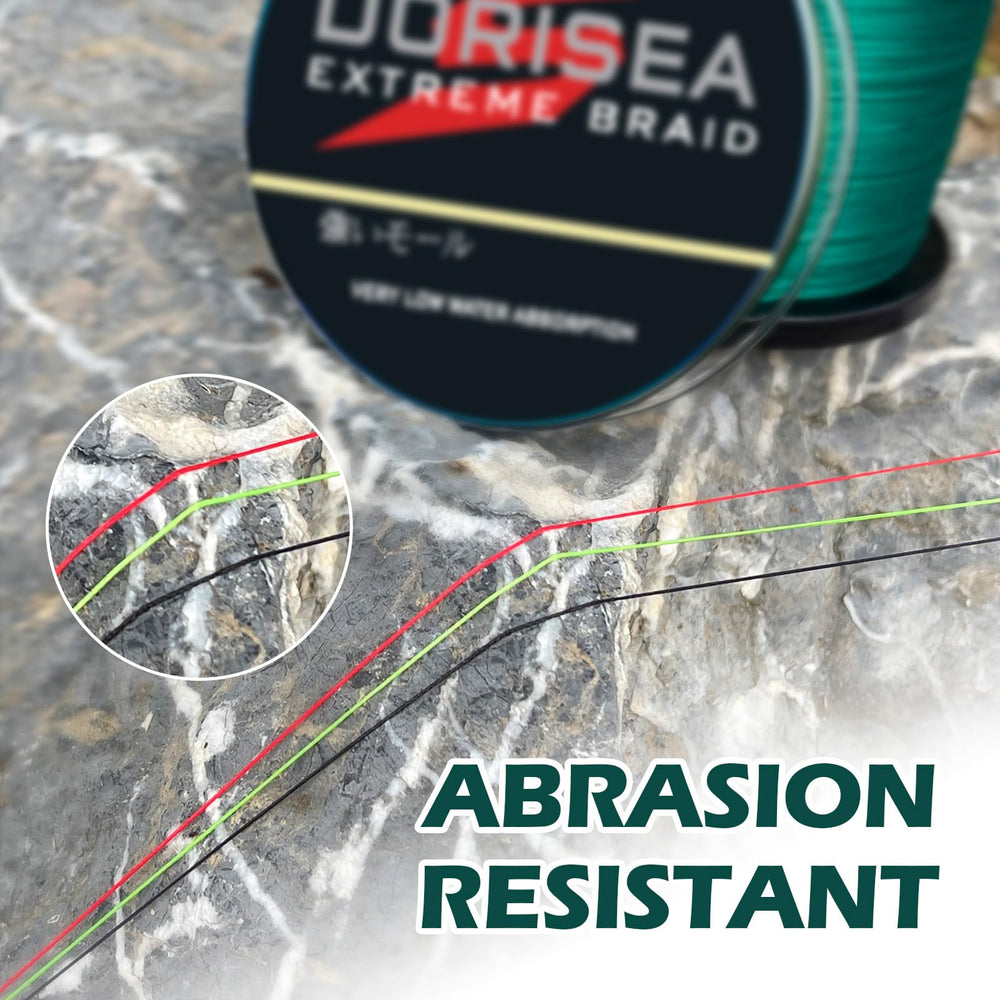 Dorisea Extreme Braid spool with color-protect coating supports fading resistance.