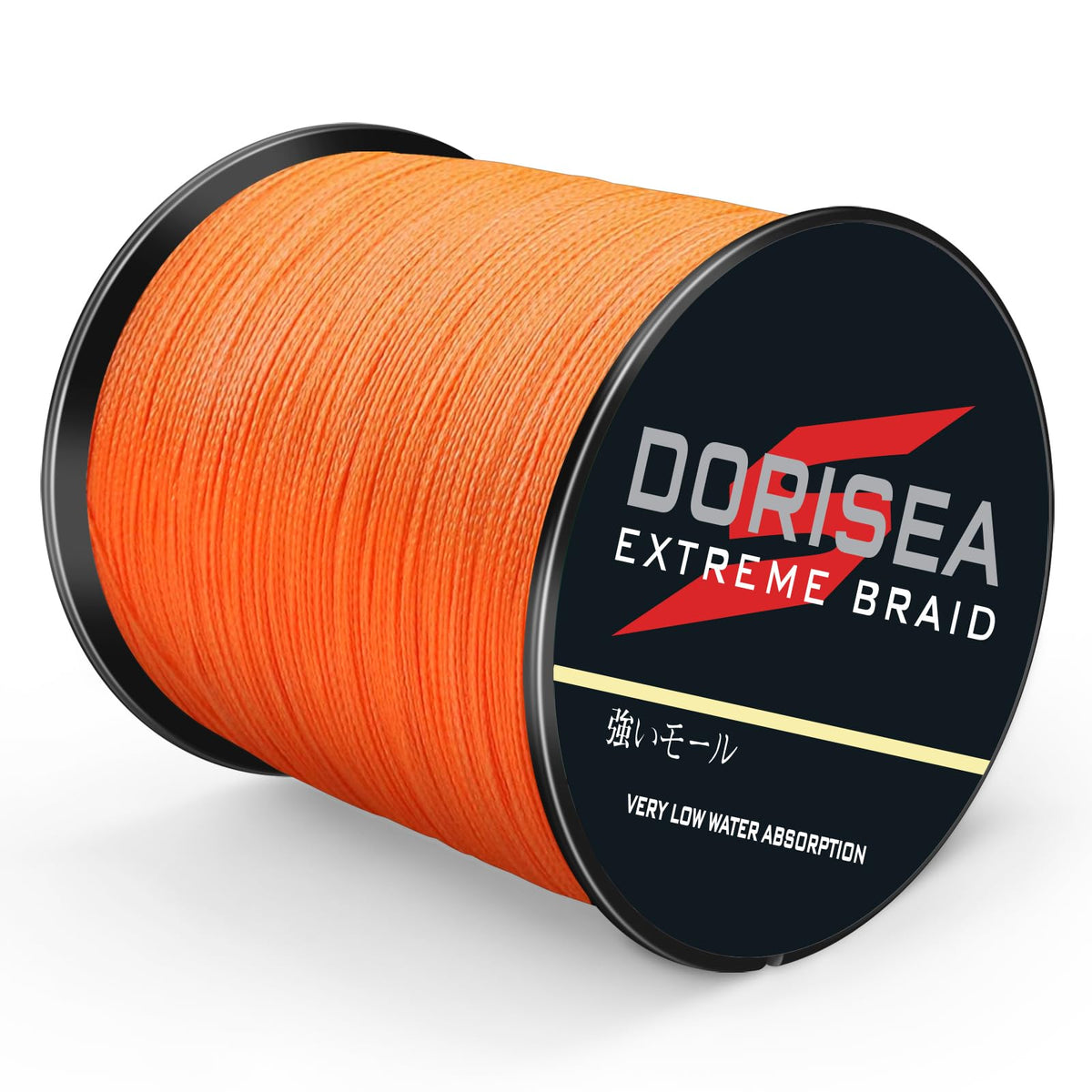 Dorisea Extreme Braid spool closeup shows ultra-strong fibers for saltwater fishing and strong knots.