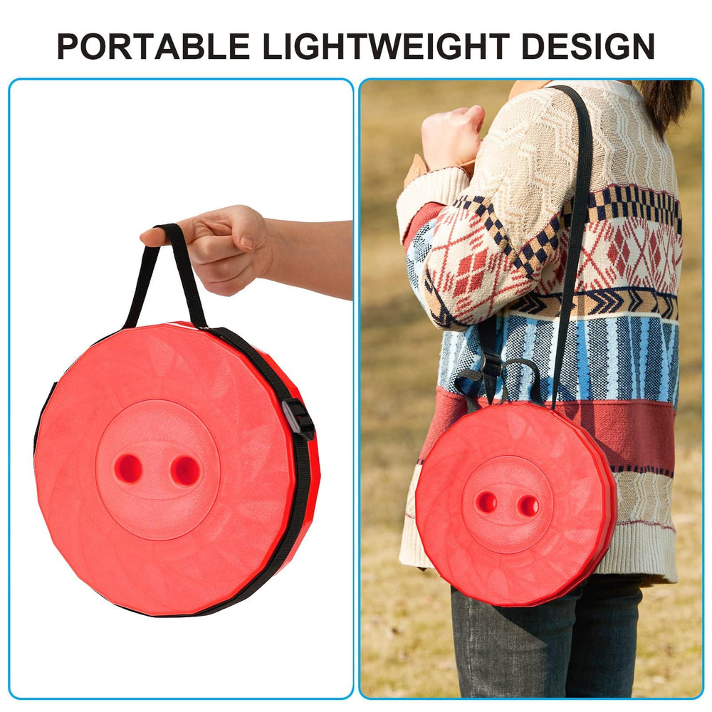 Doseno Foldable Stool red outdoor-use benefits include versatile seating during fishing, camping, and BBQs.