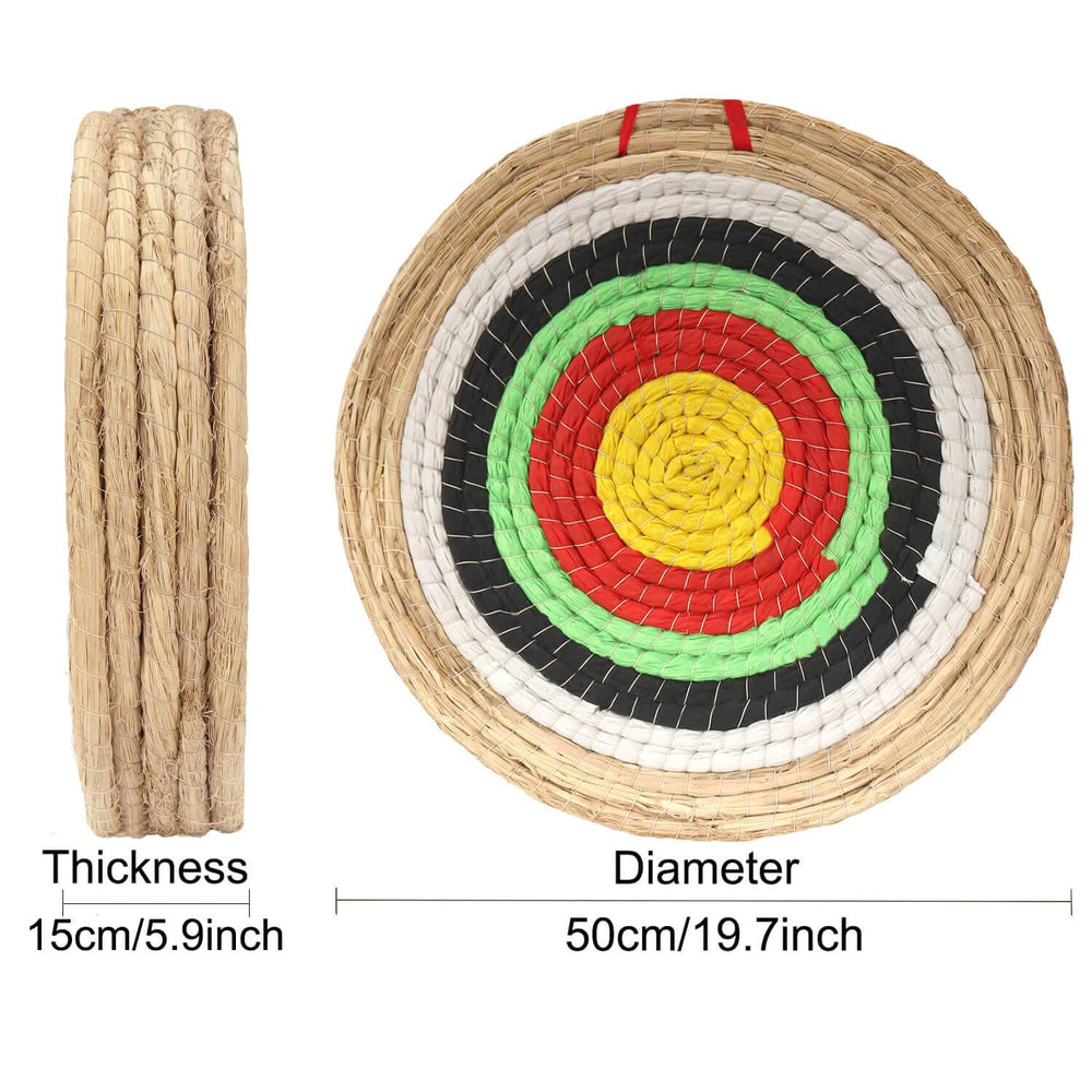 Dostyle traditional straw archery target side view showing multi-layer construction for varied bows.