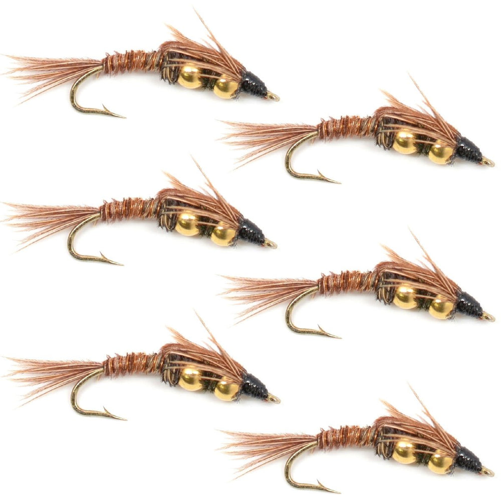 Double bead Pheasant Tail Nymph fly fishing pattern size 10