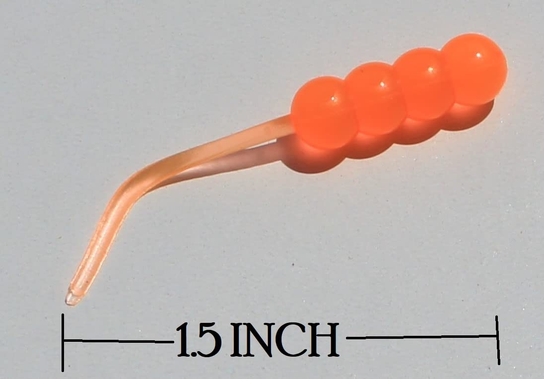 Close-up of Dancing Wax tail action on orange panfish lure.