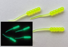 Double Catch Dancing Waxie JR chartreuse glow glows for better visibility.