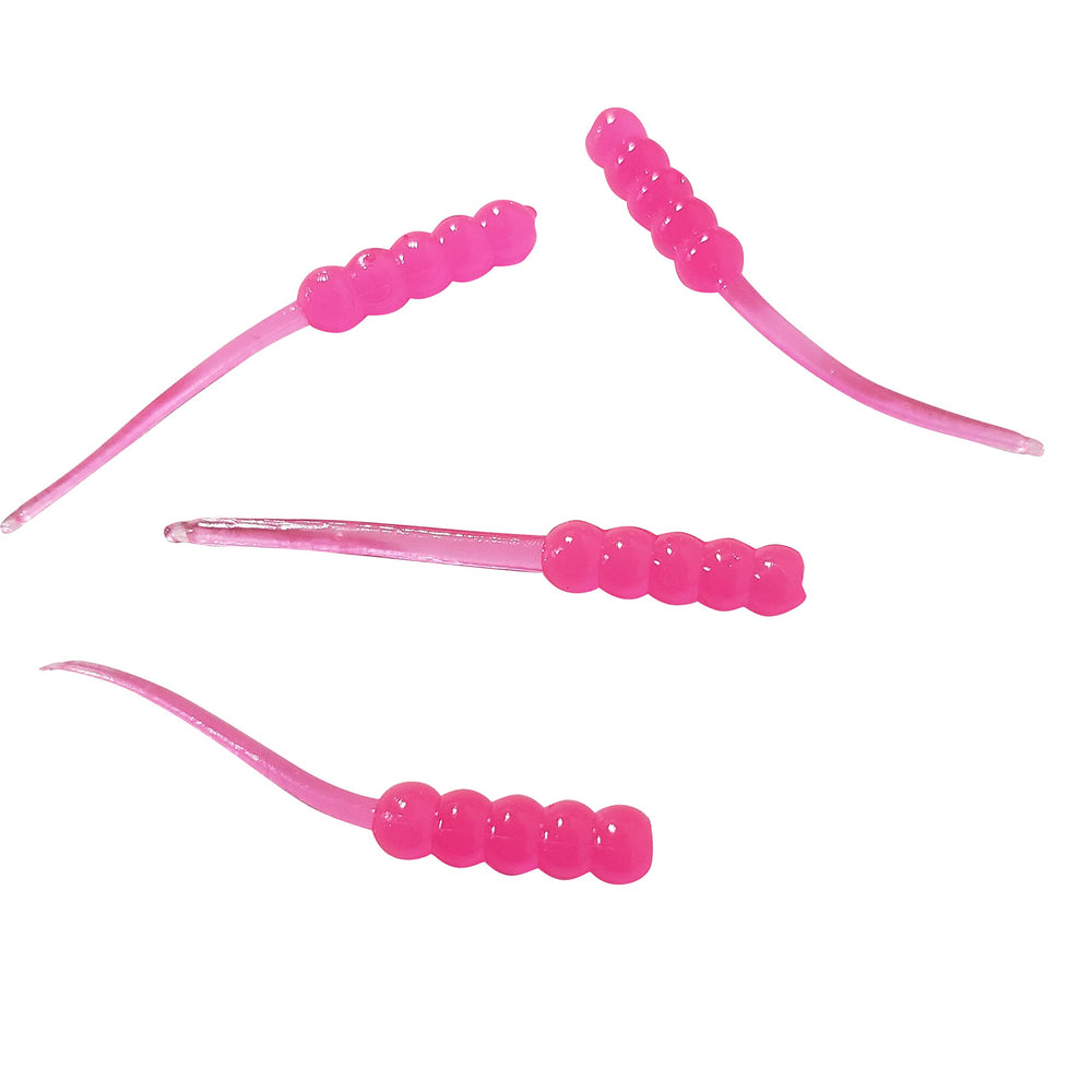 Double Catch Dancing Waxie JR pink lure with tail action, ideal for panfish fishing.