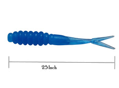 Double Catch Tiny Fluke Blue Glow lure with baitfish scent draws panfish.