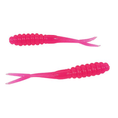 Double Catch Tiny Fluke pink lure ready for ice fishing setups.