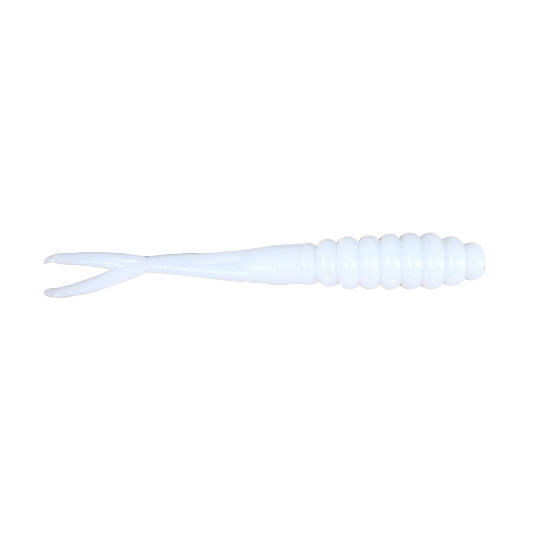 Double Catch Tiny Fluke Crappie Panfish Plastic white lure with scented action for crappie and panfish.