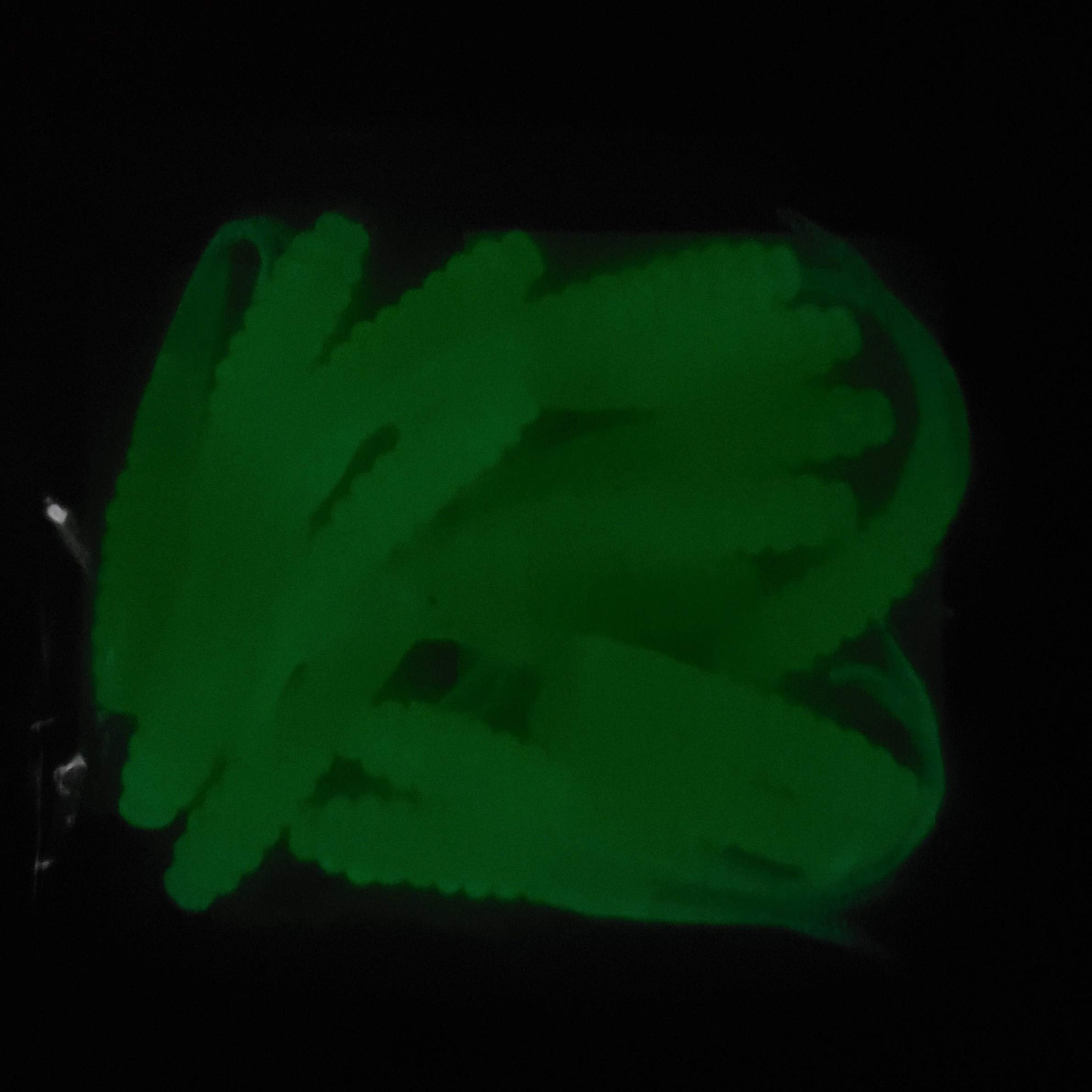 Double Catch Tiny Fluke Crappie Panfish Plastic chartreuse glow ice fishing setup ready