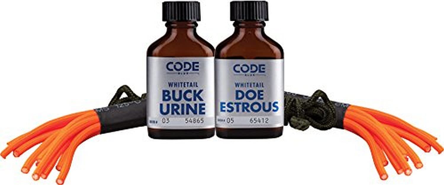 Amber glass bottle from Double Drag Combo with doe estrous and buck urine