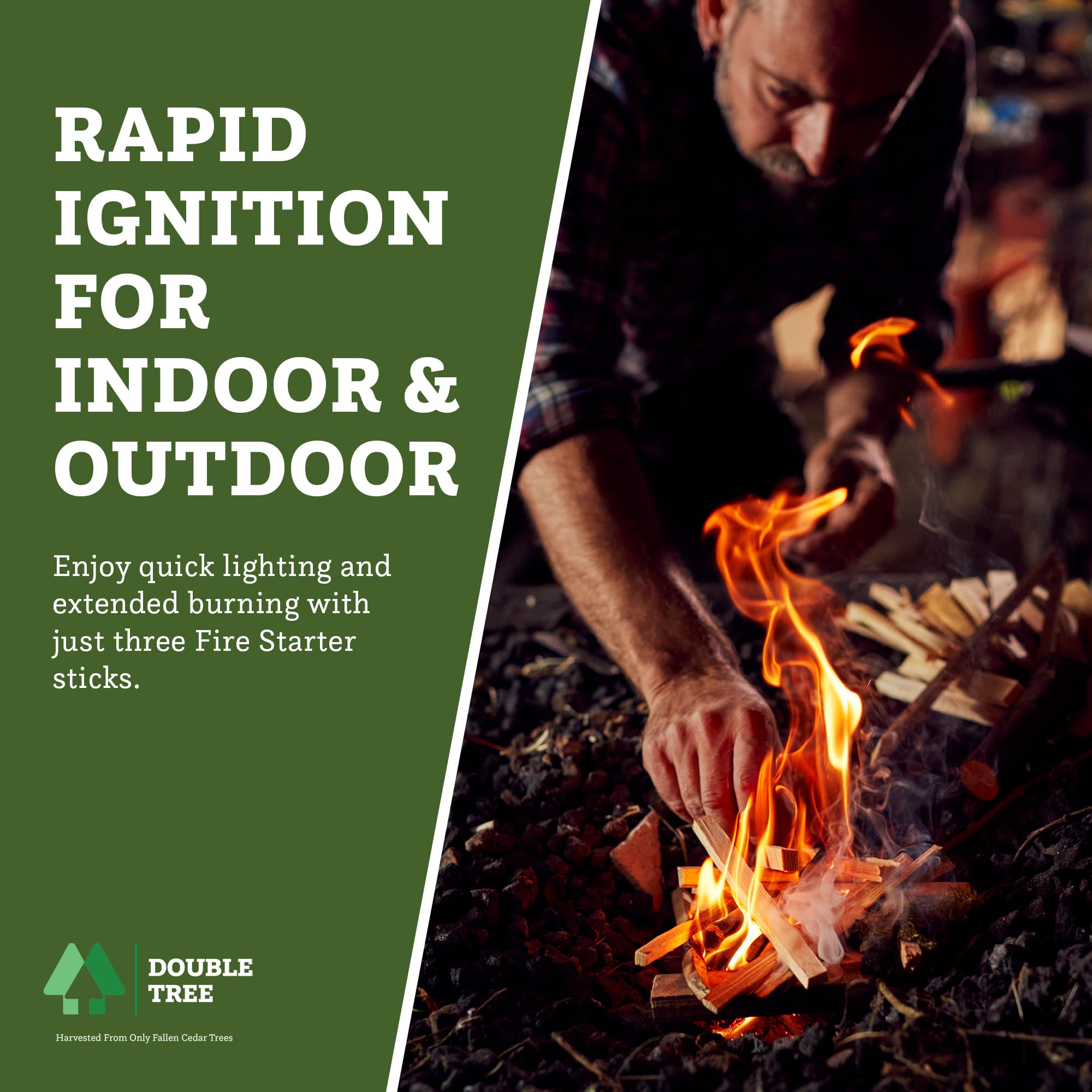 Double Tree Fire Starter Sticks offer safe, convenient kindling without needing an axe