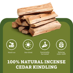 Double Tree Fire Starter Sticks use sun-dried cedar for a clean, aromatic burn