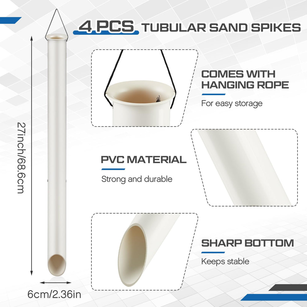 Close-up of 27 inch PVC sand spike tip for sand insertion