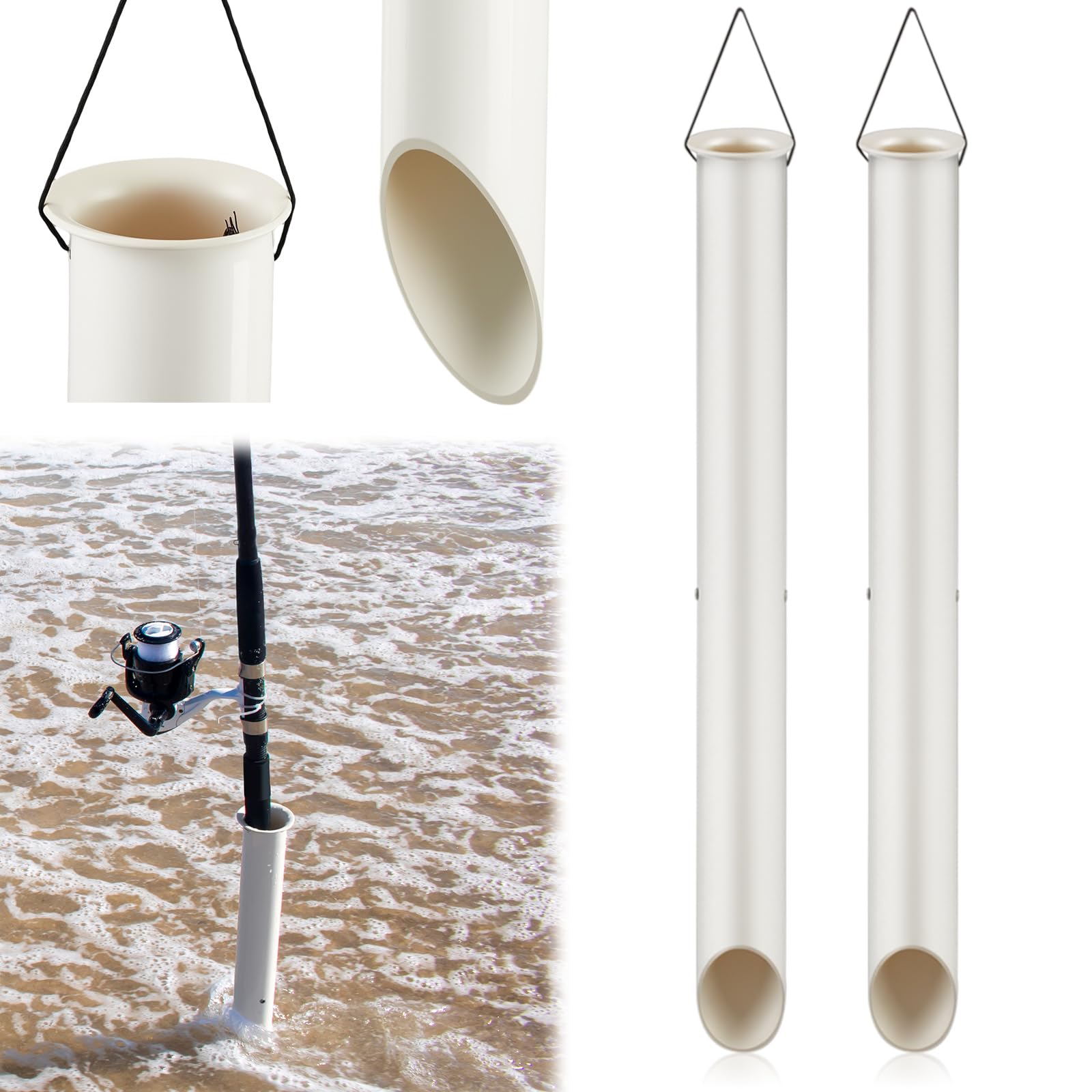 DoubleFill 22-inch sand spikes pack shown for stable beach casting.