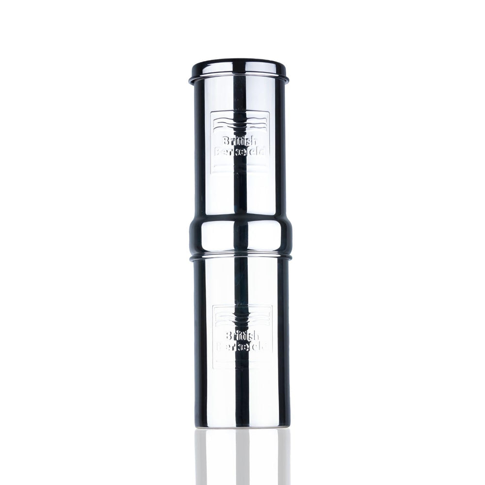 Doulton gravity filter upper chamber prepares untreated water for drinking.