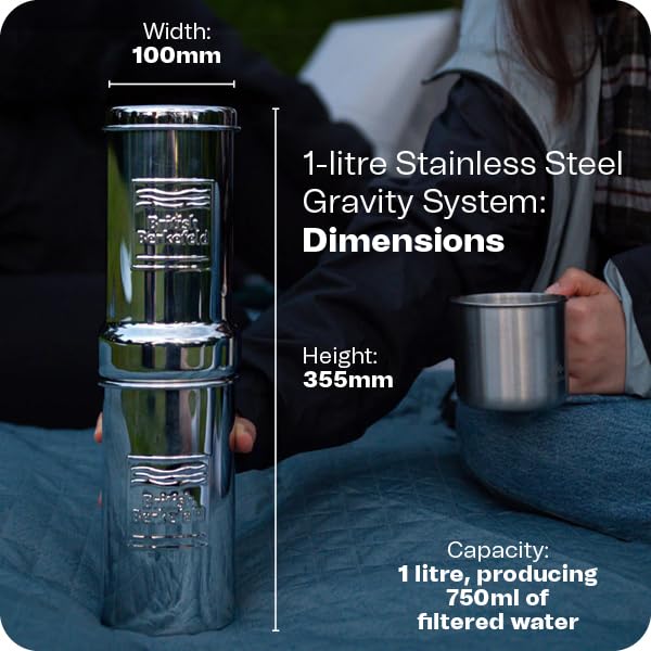 Doulton camping setup demonstrates gravity filtration in outdoor use.