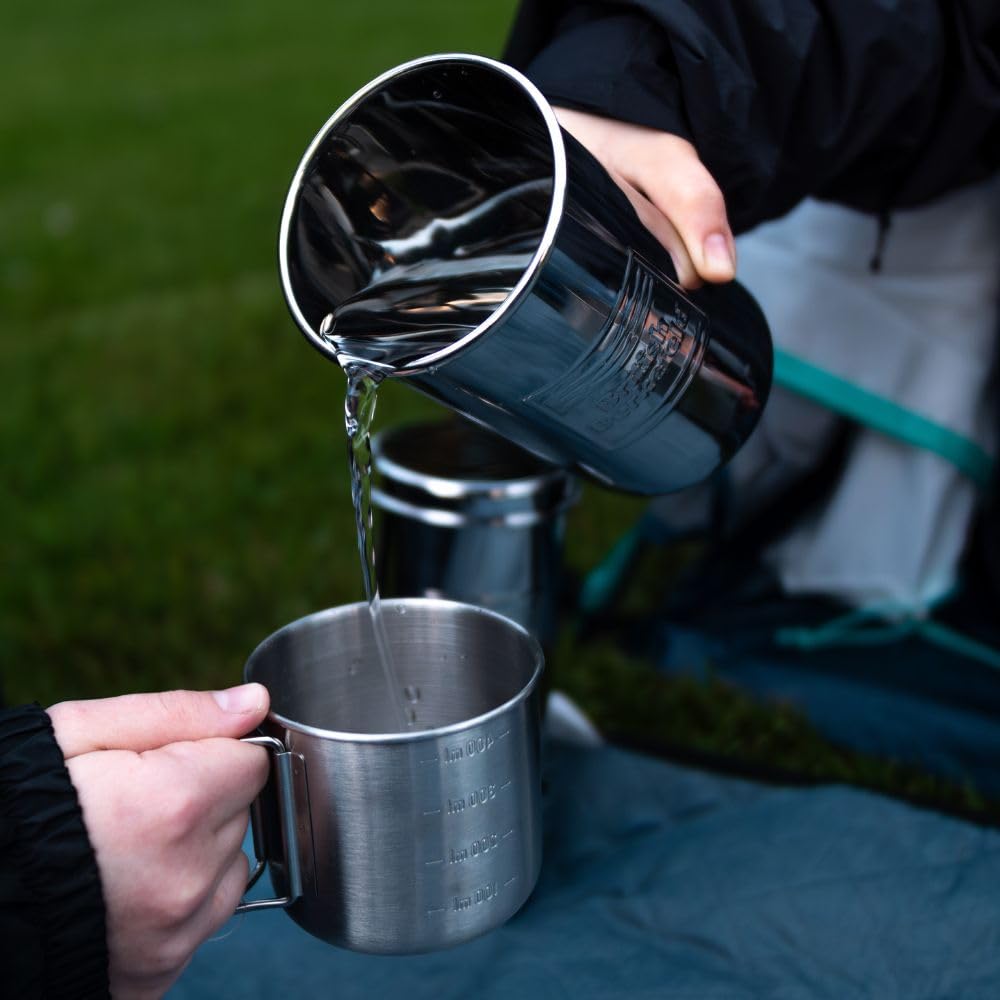Doulton gravity filter system shows 1-liter capacity for portability.