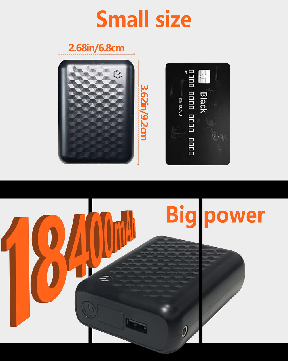 Doubern Official graphene heated parka battery pack shows compact 18400 mAh power