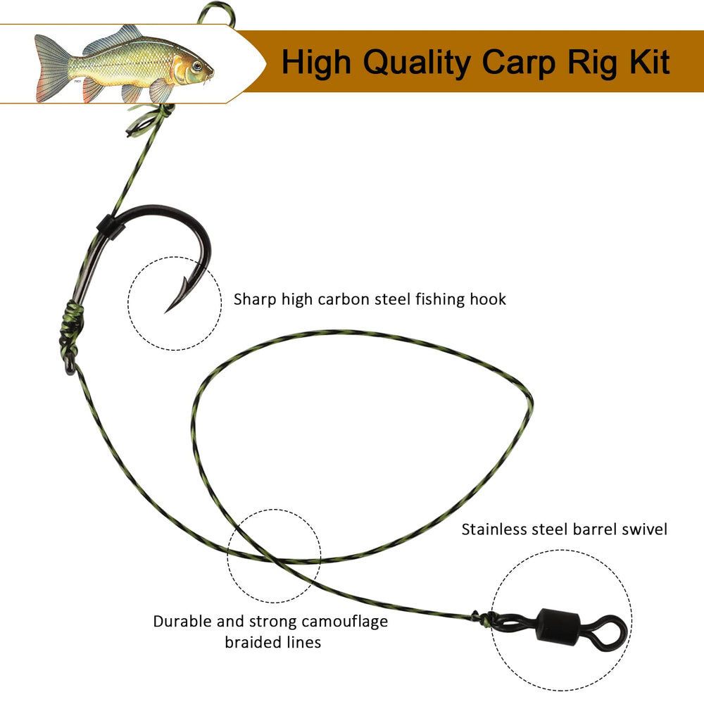 High carbon steel carp hooks and camouflage braided line