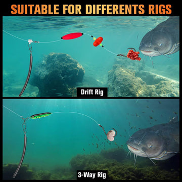 Catfish rig setup featuring Dovesun dragging weight with beads
