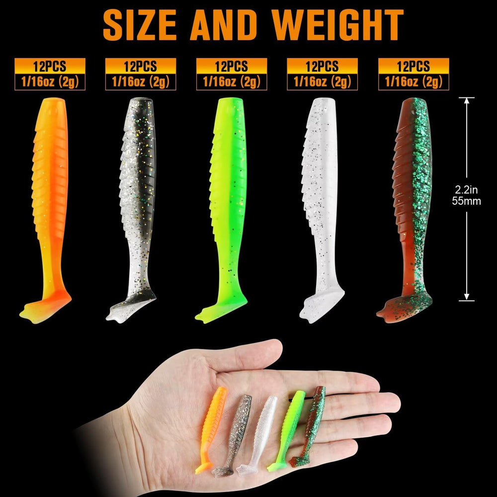 Paddle tail swimbait 2 inch in water with motion