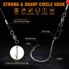 Complete rig components laid out: line, weight, swivels, beads, and hook